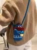 Bolsa de Palha Desenho Animado Boca de Salsicha Produto Acabado Crochê de Lã Bolsa Transversal para Crianças Família Bolsa Fofa para Celular Bolsa Tricotada à Mão