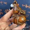 Caja de Estilo Antiguo con Acabado Desgastado de Boj, Dragón Calabaza Tallado en Madera Maciza, Adorno de Mano, Pieza Decorativa Colgante Creativa del Año del Dragón del Zodiaco