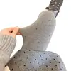 Medias JK Blancas de Grosor Medio para Otoño e Invierno para Mujer, Pantimedias Grises Ceniza Caladas, Leggings de Algodón Espesado Blanco Leche con Lunares