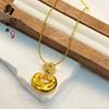 Loja de ouro com pingente de lótus koi incrustado de diamantes ruyi lotus pequeno gordo lucky lock cobre banhado a ouro colar atacado