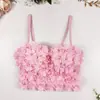 Estilo doce francês, puro e sedutor, com bordado floral tridimensional, top interno tipo tubo, peça externa sexy, camisola curta justa com barbatanas