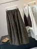 Calça pantalona floral fresca retrô estilo coreano casual para mulheres, outono, elástica, cintura alta, cordão ajustável, longa