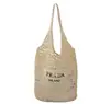 Bolsa de Palha Elegante com Recortes e Bordado de Letras Transfronteiriço, Bolsa de Ombro de Grande Capacidade para Férias na Praia, Bolsa de Palha Tecida Versátil para Mulheres