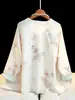 Nova Camisa Jacquard Chinesa Feminina Verão Nova Retro Elegante Gola Redonda Casual Leve Estilo Nacional Tendência Fivela Doce Top