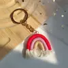 Estilo Nórdico Ins Colgante Arcoíris Hecho a Mano Tejido de Algodón Llavero Borla Bolso Colgante para Coche Estilo Étnico para Mujer