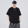 Camiseta de manga corta estilo americano para hombre, nuevo modelo de verano 2026, simple y sofisticada, color liso, cuello redondo, corte holgado, top de manga corta