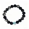 Pulsera de obsidiana y aguamarina para mujer, cuentas de obsidiana dorada y plateada para hombre, un regalo de cumpleaños para una novia
