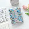 Caderno Planejador A7 de Folhas Soltas Colorido Transfronteiriço Menina com Areia Líquida e Concha, com Cartão com Glitter e Capa de Caderno com Lantejoulas