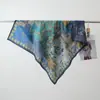 Lenço de Seda Imitação Veludo para Mulheres, Estilo Retro Novo, Estampa Patchwork, Rejuvenescedor, Dupla Face, Cor Diferente, Lenço Quadrado Grande, Toalha de Praia para Viagem, Proteção Solar