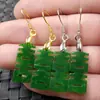 Brincos de Jade Verde Esmeralda Verde Seco Brincos Dupla Felicidade Verde Turquesa Brincos Dupla Felicidade Verde Yang Brincos de Rocha de Quartzo Jade