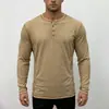 Camiseta Casual de Manga Larga para Hombre Amazon Transfronteriza, Elástica, Transpirable, Corte Ajustado, Ligera, Camisa Henley Deportiva