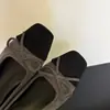 20256 Primavera Nuevo Estilo Gamuza Punta Cuadrada Lazo Parche Deslizables Versátiles Zapatos de Ballet para el Trabajo para Mujer