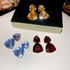 Aretes Colgantes Triángulo Diamante Pin Plata Aretes Estilo Corte Retro Europeo y Americano Moda Lujo Ligero Aretes de Alta Gama para Mujer