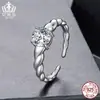 Anillo Twist Abrible Ai Fu Le Lujo Ligero Brillante de Moissanita de 1 Quilate Plata de Ley S925 Anillo Ajustable Joyería para Mujeres