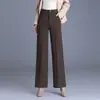 Calça de Perna Larga para Mulheres de Meia-Idade Petite Estilo Novo Outono/Inverno 2026 Calça Social Reta com Plus Veludo Versão Estreita Calça Longa