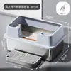 Bandeja de Arena para Gatos de Acero Inoxidable Abierta con Borde Alto Sobredimensionada Antisalpicaduras Profundizada Semi-cerrada Inodoro para Gatos Suministros para Mascotas