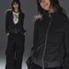Moletom cardigã listrado preto e cinza estilo cyberpunk de fábrica com gola alta para homens e mulheres, jaqueta curta justa de outono com rebites, moderna