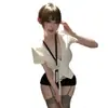 Lencería Sexy Tallas Grandes Atuendo de Secretaria con Falda Bodycon, Estilo Puro Deseo, Uniforme Tienta para Mujeres de Pecho Pequeño Ropa de Dormir