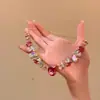 Artesanato Requintado Série Rosa Dopamina Pedra Preciosa Geométrica Iridescente com Strass Colar Luxo Leve Versátil Gargantilha para Vestido de Festa