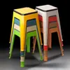 Taburete de Plástico para el Hogar para Adultos Cuadrado Sala de Estar Apilable Taburete de Comedor Nórdico Simple Taburete Alto Venta al por Mayor