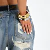 B3919 Pulsera de Resorte Ancha Geométrica Irregular Exagerada Moda Dopamina Personalidad Accesorio de Mano Facetado Acrílico