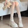 Medias de encaje blanco y negro Primavera y verano Medias apiladas de tubo medio de malla fina Medias de estilo japonés Lolita dulce de moda
