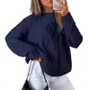 Nuevo suéter pullover holgado de punto trenzado estilo europeo y americano de Amazon para mujer, cuello redondo, color liso, manga larga, suéter casual