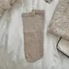 Nuevos Calcetines de Mujer Versátiles Sin Costuras de Canalé de Color Sólido Micro-Presión Otoño/Invierno Venta al por Mayor Calcetines Caídos de Media Pantorrilla Color Café Algodón