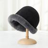 Chapéu Mongol Feminino Quente com Aba Dobrada, Estilo Pescador, Inverno Versão Coreana, Espessurado e Forrado com Lã Polar, Chapéu Balde de Lã de Cordeiro Imitada com Aba Larga