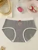 A293 Panties Finos de Verano para Mujer 10A Algodón Puro Entrepierna Antibacteriana Borde Ancho Lazo de Color Contrastante Braguitas de Cintura Media para Niñas