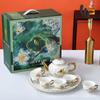 Novo Conjunto de Café Cerâmica Chinoiserie Conjunto de Chá Caixa de Presente Presente para Casa Presente de Alto Nível Mármore Conjunto de Água Moderno