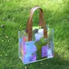 Bolso Holográfico Láser de PVC con Logo de Patrón Personalizado, Bolsa de Gelatina, Bolsa de Plástico Impermeable, Bolsa de Regalo para Compras, Gran Capacidad