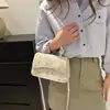 Moda nova transfronteiriça temperamento elegante renda tecida palha tecida personalidade ombro único transversal pequena quadrada bolsa feminina fábrica customizada