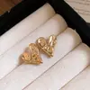 Conjunto de Collar y Pendientes de Corazón Geométrico Metálico Minimalista Estilo Coreano, Cadena para Clavícula de Lujo Ligero de Gama Alta, Joyería de Diseño de Nicho
