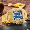 Reloj Missfox Popular Europeo y Americano Escala Romana Moda de Gama Alta Hip-Hop Diamante Totalmente Diamantado Cuadrado Reloj para Hombre