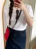 Camiseta Básica Blanca de Algodón Puro para Mujer, Verano 2026, Corte Holgado, Tallas Grandes, Adelgazante, Camiseta Versátil de Manga Corta como Capa Base