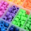 6*9mm Popular Transfronterizo Cuentas Pony Cuentas de Agujero Grande Coloridas Transparentes Esmeriladas Barril Pony Color Cebolla Rosa Plástico DIY Cuentas Coloridas