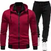 Conjunto de Dos Piezas para Hombre Splicing Casual de Manga Larga con Capucha para Otoño e Invierno