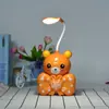 Luz Noturna Criativa para Casa Urso Marrom Plugável com Troca de Engrenagens Pequena Luminária de Mesa para Cabeceira Infantil Presentes de Papelaria para Estudantes