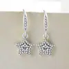 Pendientes Colgantes de Gancho con Forma de Estrella de Cinco Puntas con Diamantes Completos de Nuevo Estilo Transfronterizos Europeos y Americanos, Personalidad de Moda, Imitación de Moissanita, Forma de Estrella, para Mujer, Venta Directa de Fábrica