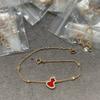 Pulseira de Cabaceira Kirin Versão Alta com Concha Branca e Ágata Vermelha para Mulheres Pulseira de Ouro Rosa com Diamantes Totalmente Diamantada como Presente para Melhores Amigas e Amantes
