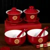 Juego de Tazas de Té para Boda, Tazas de Té de la Pareja de Novios, un Par de Tazones y Palillos de Boda, Juego de Té, Colección de Artículos para Boda