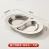 Plato Doble de Acero Inoxidable Coreano Plato Dividido Plato Creativo para Snacks Plato para Platos Fríos Plato para Snacks Comida Frita Plato Pequeño Plato Plano