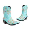 Botas Curtas Novas Outono e Inverno Femininas Bordadas Combinando Cores Estilo Étnico Retrô Comércio Exterior Salto Grosso Bico Quadrado Botas de Cavaleiro Martin Botas Femininas plus size