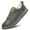 Sapatos de couro bovino masculinos de bico redondo e duas camadas, calçados de prancha masculinos com cadarço frontal, cano baixo, borracha antiderrapante, casual diário, todos os tipos de sapatos masculinos combinando