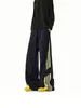Pantalones deportivos de algodón a rayas de color block estilo americano de pierna ancha para hombre y mujer, de moda para otoño, hip-hop, corte holgado, versátiles, de pierna recta, casuales