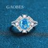 Anillo para Mujer Princess Wind Redondo Plata de Ley S925 Corte Flor de Hielo Rosa Padma Rojo Azul Marino