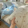 Juego de ropa de cama de cuatro piezas de algodón lavado tradicional de grado A, con un diseño minimalista y fresco, algodón puro, adecuado para dormir al desnudo, disponible como juego de tres piezas o como funda de edredón individual/doble para habitaciones de dormitorio