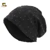 Gorro Retro Desgastado de Punto para Otoño e Invierno Transfronterizo con Pedrería, Gorro Turbante, Gorro Protector del Cabello, Gorro Holgado Postparto Jdu-50I