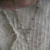 Colar Duplo Trançado com Pingente Estrela Doce e Cool de Alto Padrão Corrente de Pescoço Corrente para Clavícula Feminina Sexy Estiloso Tendência de Moda